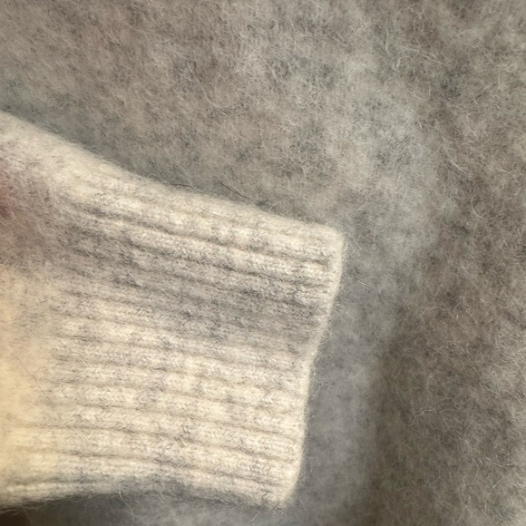 Alpaca Merino V Neck Oversized Sweater Almond SZ LG Cream Neutral Marled EUC - Picture 9 of 13
